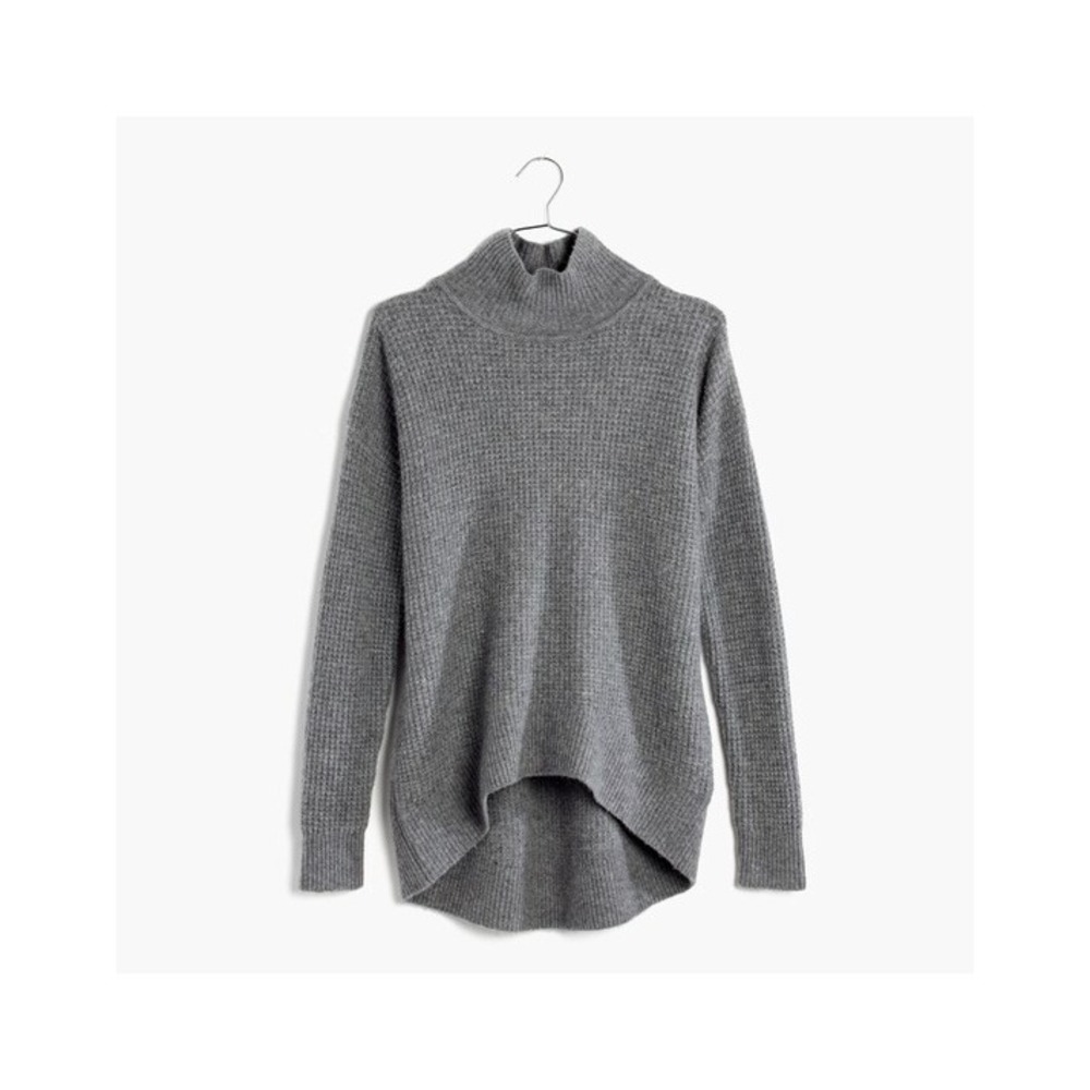 Madewell Gray Chunky Wafflestitch Turtleneck Alpaca Merino‎ Wool Sweater Size S